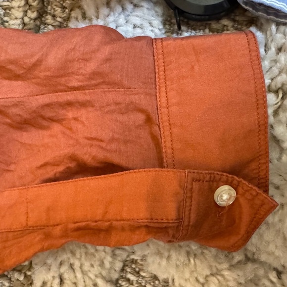 Cotton-Silk Blend Popover Tunic Shirt - Rust Orange - XS - Picture 5 of 5